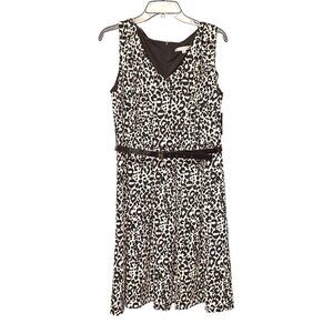 Sandra Darren Fit & Flare Dress Women's Size 12 Black &‎ White Animal Print NWT
